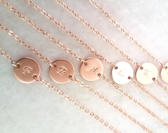 Initial Necklace, Rose gold initial Necklace, Custom Alphabet Necklace, Personalized Bridesmaid Gift Wedding Minimalist, Dainty