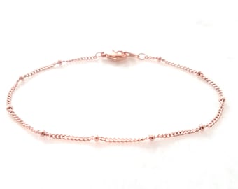 Satellite Chain Anklet / Simple Minimal Anklet / Beaded Anklet/ Perfect Layering Anklet / Silver, Gold, Rose Gold Anklet