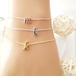 Custom Initial Bracelet: Rose Gold Letter Charm, Personalized Jewelry