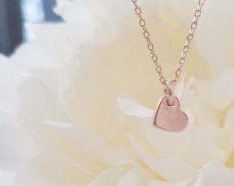 Rose Gold Tiny Heart Necklace, Rose Gold Small Heart Necklace, Bridal Shower Flower Girl Necklace, Birthday Gift, gold layering necklaces