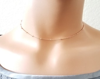 Beaded Necklace, Dainty Satellite Chain Necklace, Rose Gold Necklace, Choker Necklace, Satellite Chain Bracelet, Satellite Chain Anklet