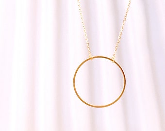 Circle Necklace, Dainty Gold Circle Necklace, Karma Necklace, Delicate Circle Necklace, Large Circle Necklace