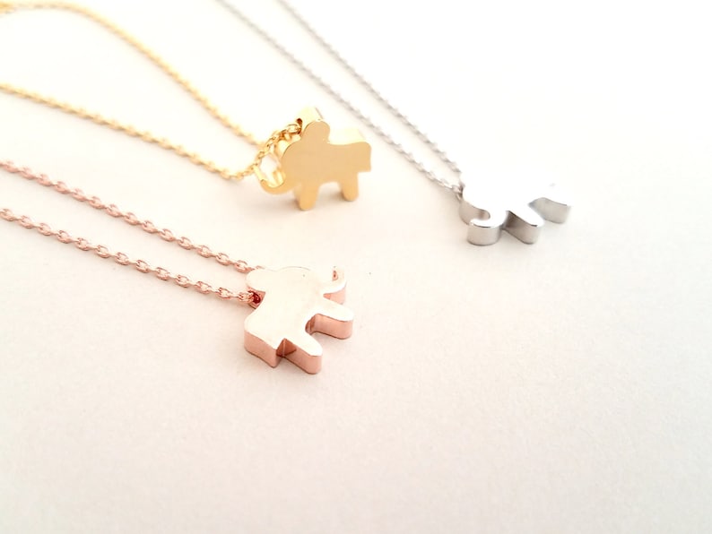 Elephant Necklace, Elephant Jewelry, Initial Necklace, Animal Jewelry, Personalized Jewelry, Rose Gold Silver Necklace, Gift for Her image 2