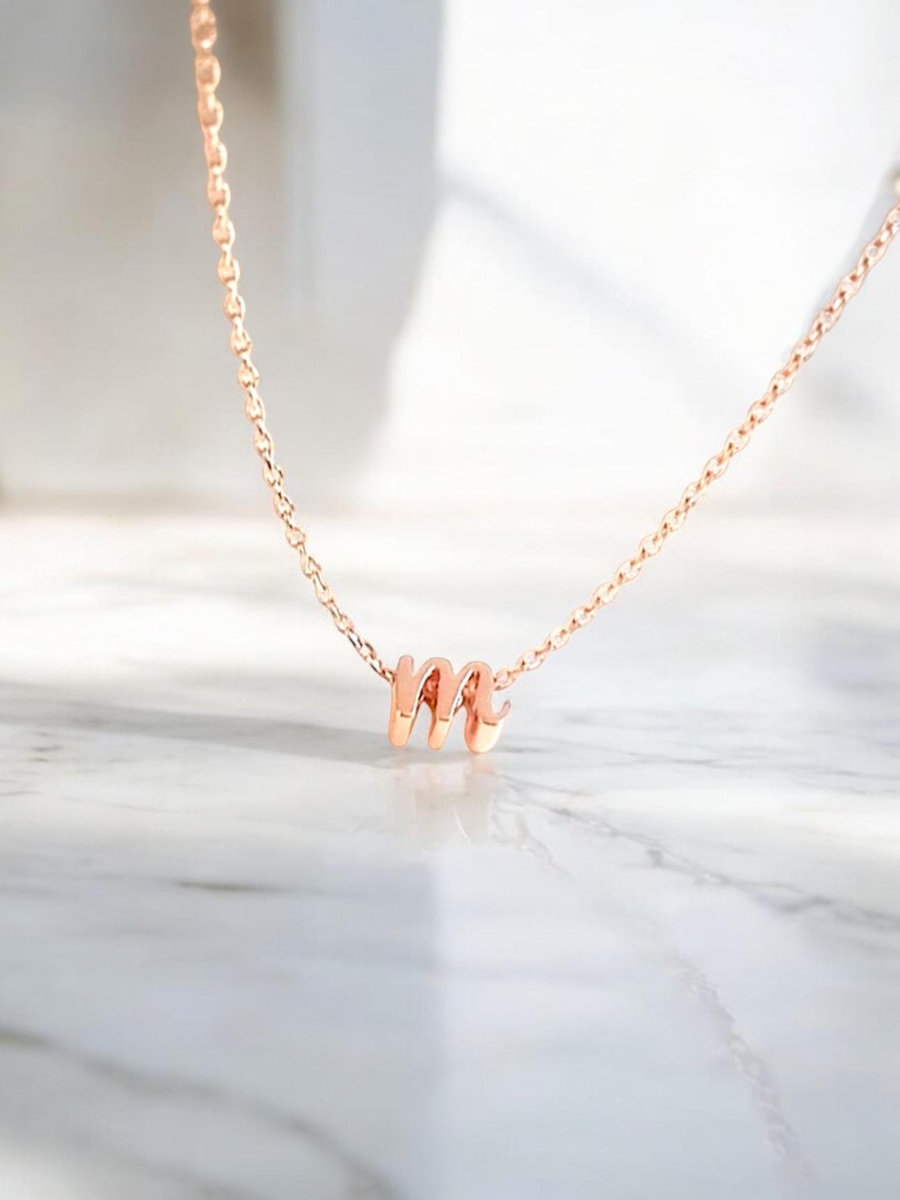 9ct Rose Gold 'B' Initial Adjustable Letter Necklace 38/43cm