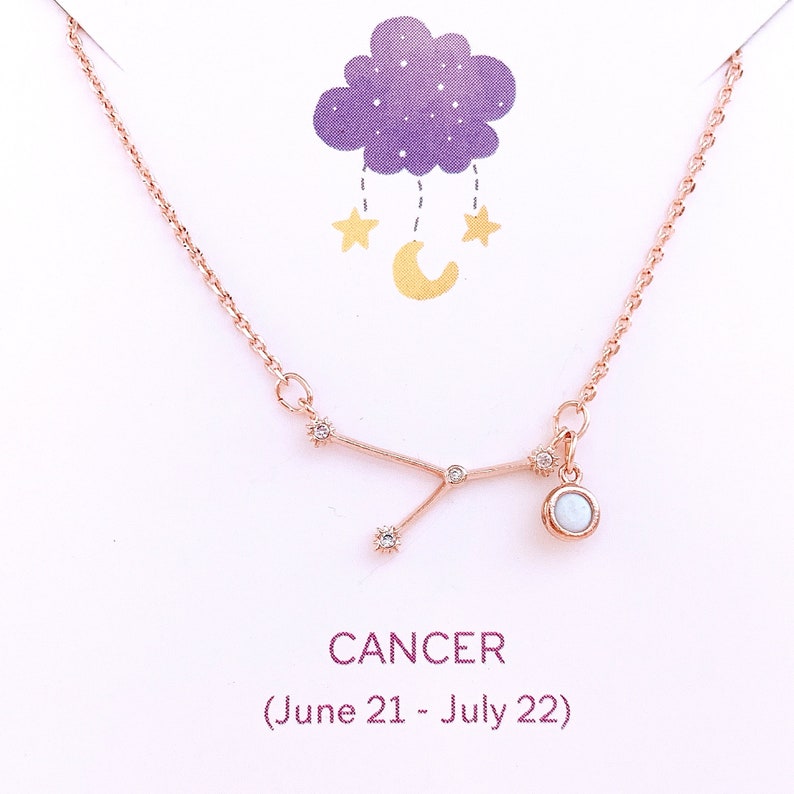 Rose Gold Zodiac Necklace BIRTHSTONE Necklace Birthday GIFT Etsy