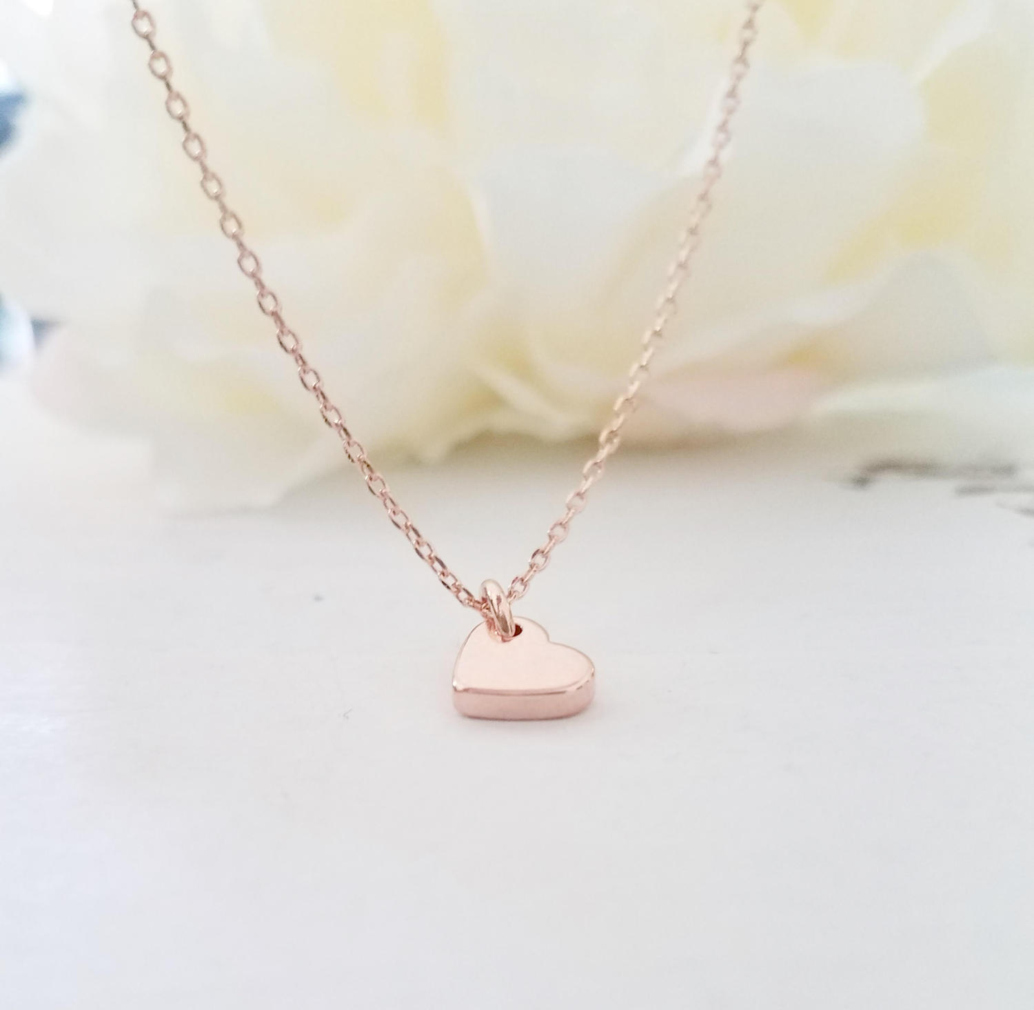 Rose Gold Tiny Heart Necklace Rose Gold Small Heart Necklace - Etsy