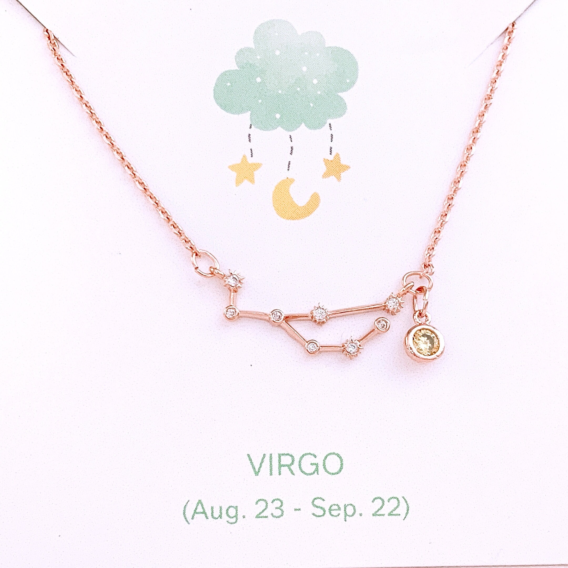 Rose Gold Zodiac Necklace BIRTHSTONE Necklace Birthday GIFT Etsy