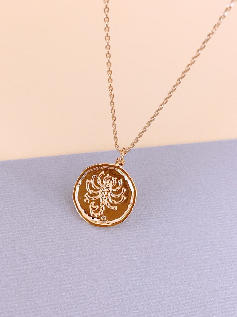 Zodiac Coin Medallion Necklace Pisces Necklace Astrology Etsy