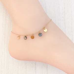 Dainty Mini Disc Anklet, delicate Gold Disc Anklet, Unique Anklet, Bridesmaid Gift, Gifts for Girls BFF Gift