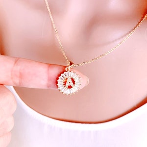 Crystal Initial Necklace - Gold Letter Pendant, Personalized Gift