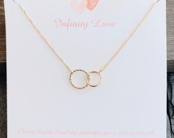Infinity Love Necklace, Interlocking Circle Necklace, Best Birthday gift for Friend, Friendship Necklaces, Valentine gift for Girl Friend