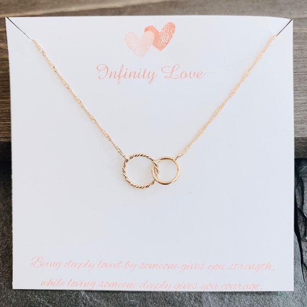 Collier amour infini, collier cercles entrelacés, meilleur cadeau d'anniversaire pour un ami, colliers d'amitié, cadeau de la Saint-Valentin pour petite amie