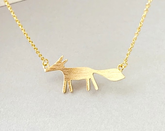Gold Fox Necklace,Foxy Wolf Necklace,Woodland Necklace,Gold Necklace,Charm Necklace,Animal Necklace,Everyday Necklace