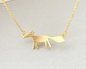 Collana Gold Fox: ciondolo a forma di animale del bosco, placcato oro 16k