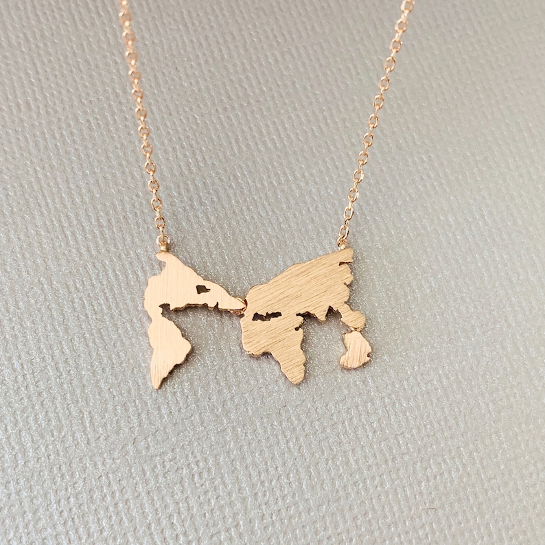 World Map Necklace Map Necklace Globe Necklace. Gold Rose Etsy