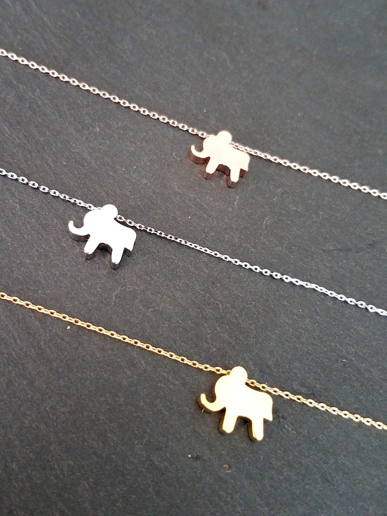 Elephant Necklace, Elephant Jewelry, Initial Necklace, Animal Jewelry, Personalized Jewelry, Rose Gold Silver Necklace, Gift for Her image 4