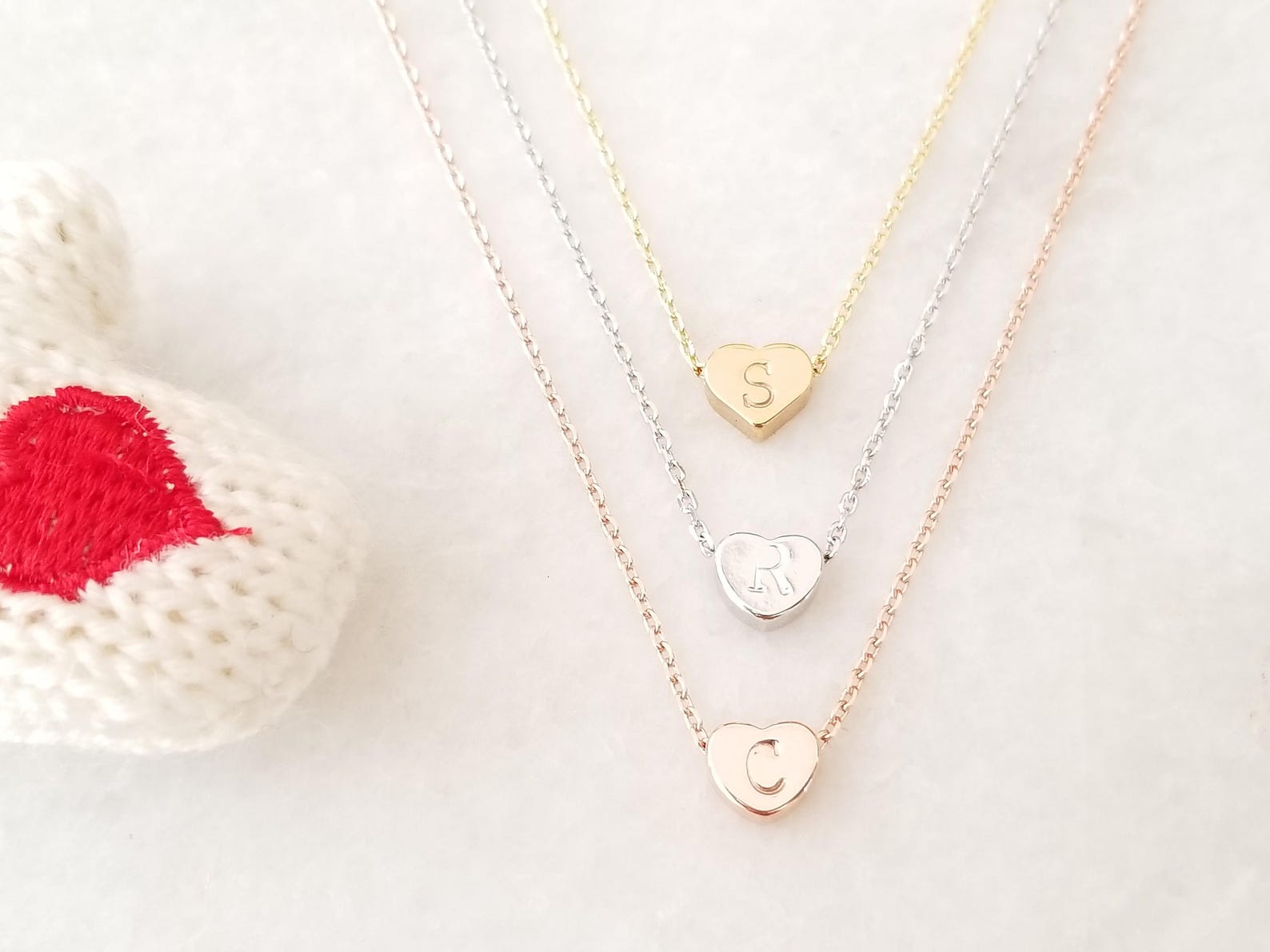 HEART Necklace Rose Gold Gold White Gold Necklace Etsy