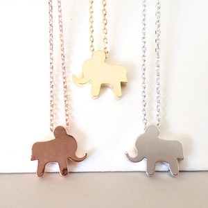 Elephant Necklace, Elephant Jewelry, Initial Necklace, Animal Jewelry, Personalized Jewelry, Rose Gold Silver Necklace, Gift for Her image 3