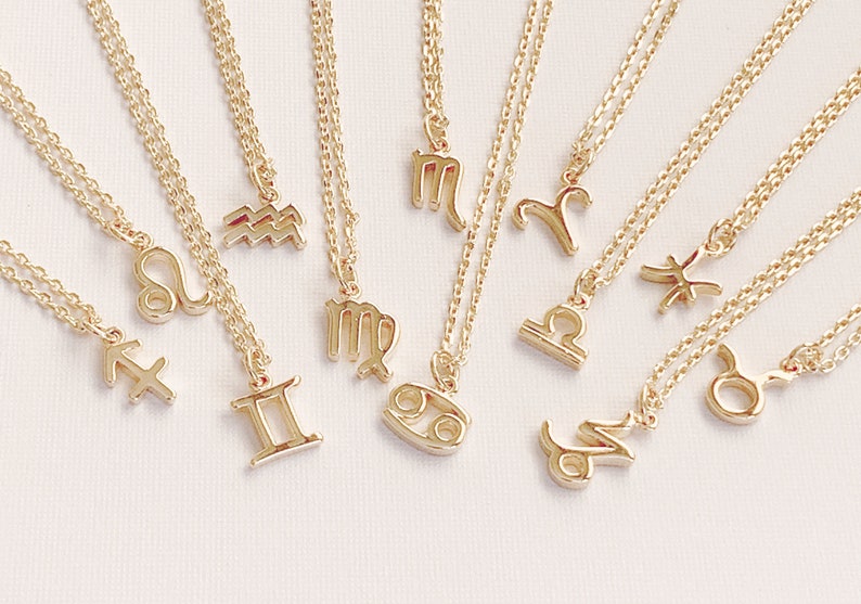 Zodiac Necklace, Zodiac Gold Necklace, 14K Gold Mom Jewelry, Aries Necklace, Scorpio Zodiac Necklace, personalized gift for mom gift image 8