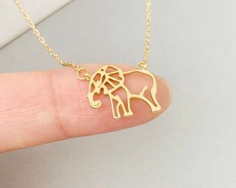 Oro, collana di elefante d'argento Collane a strati d'oro, tutti i giorni, collana minima, regalo di compleanno