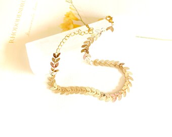 Gouden chevronarmband: geometrische pijlketting, boho-sieraden