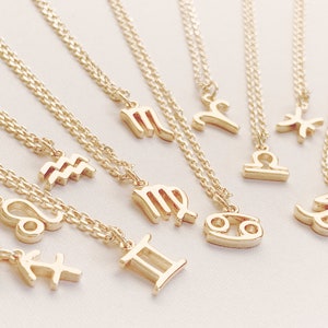 Zodiac Jewelry Holiday Gift Gold Zodiac Necklace Best Friend Necklace Personalized Gift Zodiac Necklace Zodiac Gift Birthday Gift