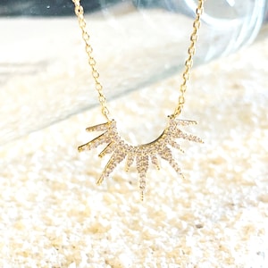Sunburst Necklace, 18K Gold Plated, Minimalist Sunshine Symbolic Summer Jewelry, Celestial Sun Rays Necklace Celestial jewelry, Gift for Her