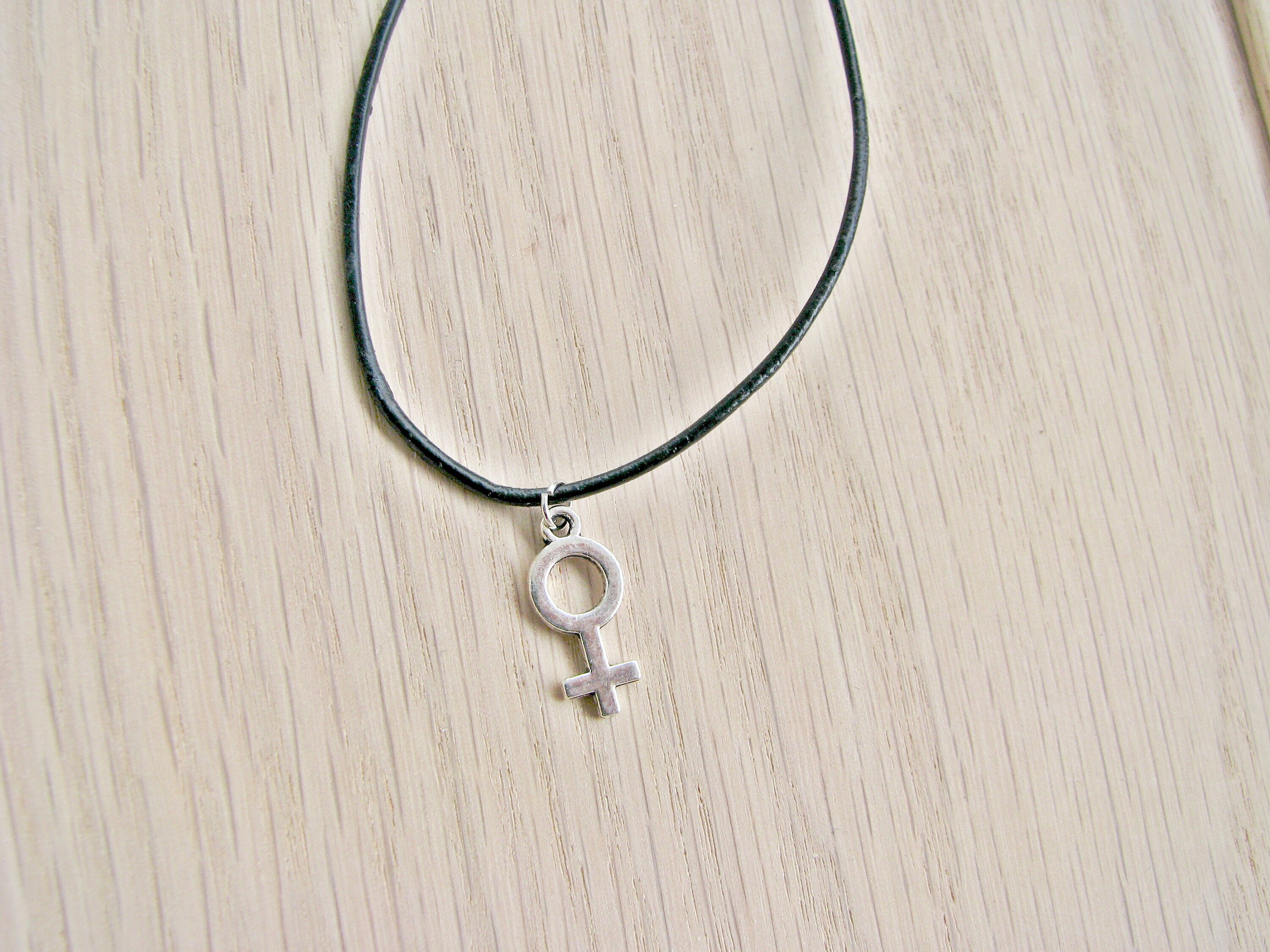 Feminist Choker Silver Female Symbol Silver Women Black - Etsy