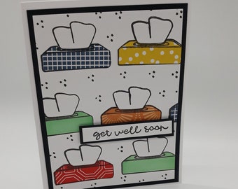 For him For Child Get Well Card Greeting Card Humorous Fun For Her Handmade Whimsical Sneezing Tissues For Adult Unisex