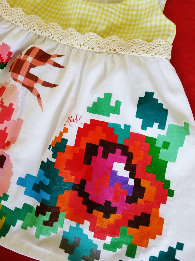 Kids Dresses 100/% Handmade Dress by Irina MADAN Girls Dresses Hand Painted Baby Dresses