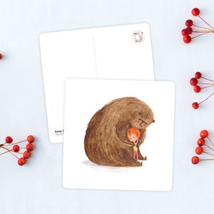 Carte postale câlin, carte gros câlin, carte tu me manques, carte je pense à toi, carte ours en peluche, carte ours