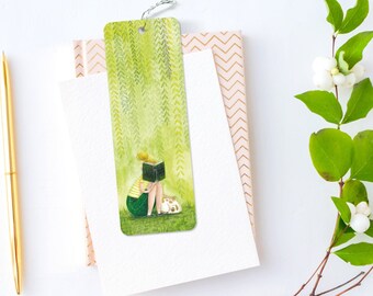 Bookmark 'Reading in the park', Illustrated bookmark