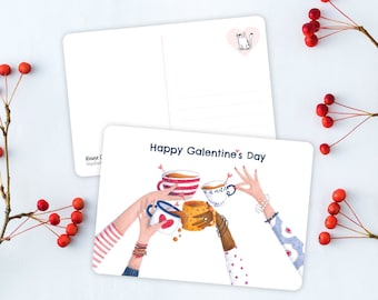 Galentines Day postcard, Friendship postcard, Valentines Day card for friends, Card best friends, Valentine's card, Best friends card