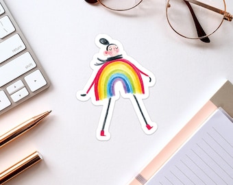 Sticker vinyl 'Rainbow girl'