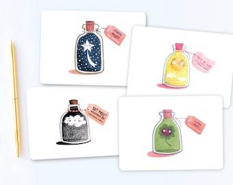 Postcard set 'bottled up positivity'