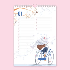 Calendario di compleanno, Calendario continuo, Calendario con ciclisti, Calendario da parete, Calendario da parete, Calendario illustrato