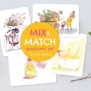 Mix & Match postkaart set keuze uit 3, 5 of 10 stuks afbeelding 1