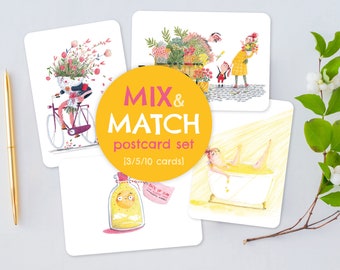 Mix & Match postcard set of 3, 5 or 10, Mixed postcard set