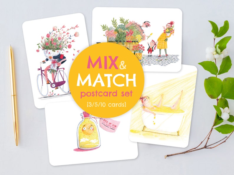 Mix & Match postcard set of 3, 5 or 10, Mixed postcard set zdjęcie 1