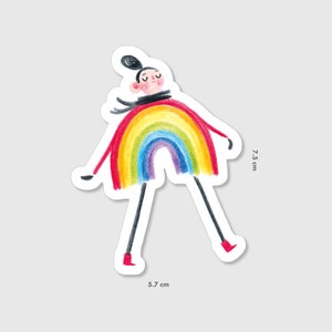 Sticker vinyl 'Rainbow girl' afbeelding 3