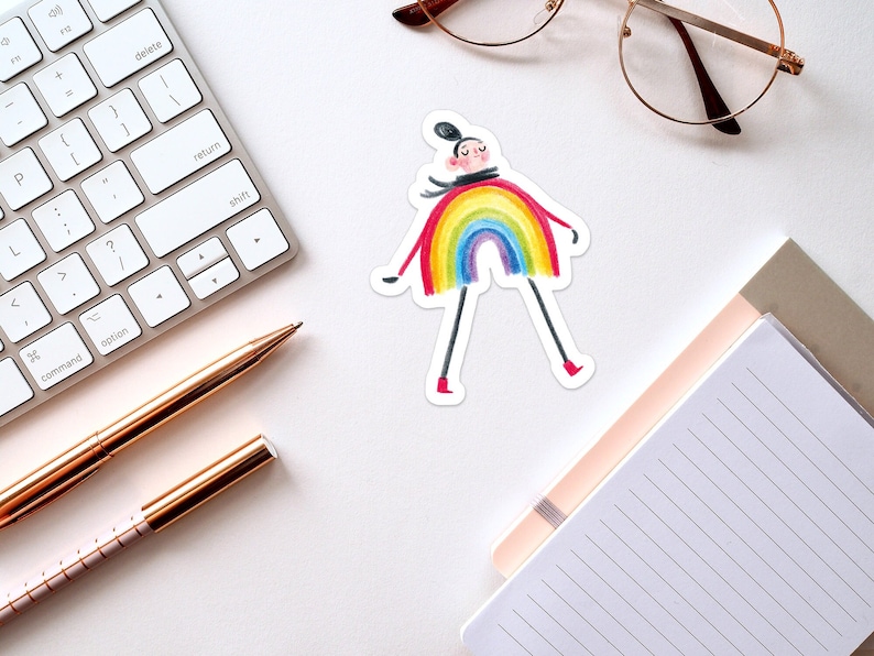 Sticker vinyl 'Rainbow girl' afbeelding 1
