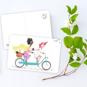 Picknick-Verabredungspostkarte, Postkarte „Gemeinsam Rad fahren“, Postkarte „Unterwegs“, Picknick-Einladungskarte