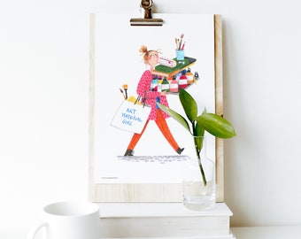 Illustration print 'Art material girl'