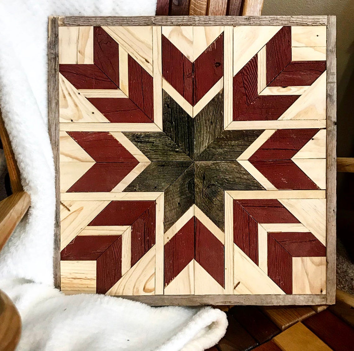 Double Arrow Brown Star Quilt Square - Etsy