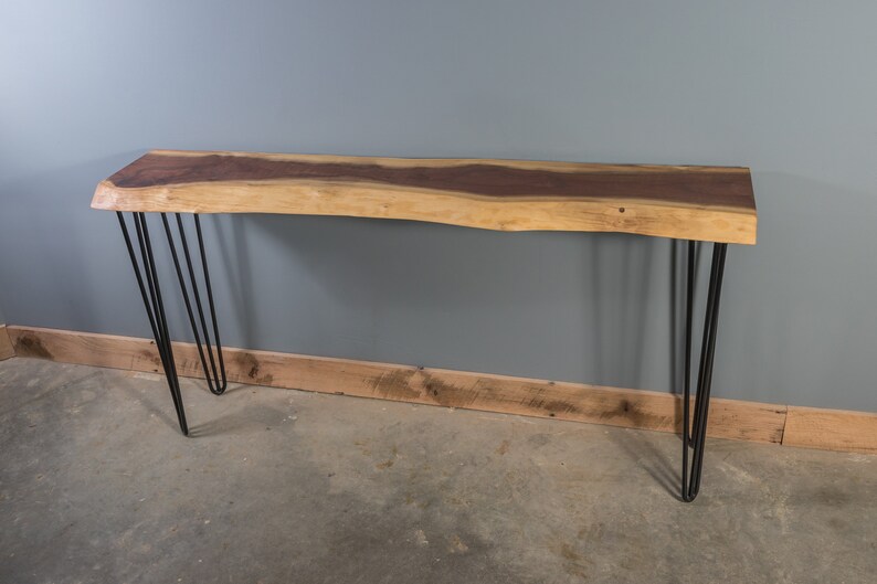 Live Edge Black Walnut Console Table Sofa