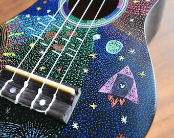 Rainbow Space Hand Painted Ukulele