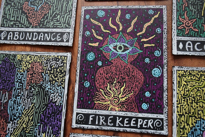 Hand Painted Black Tarot & Oracle Cards or Deck Custom Etsy