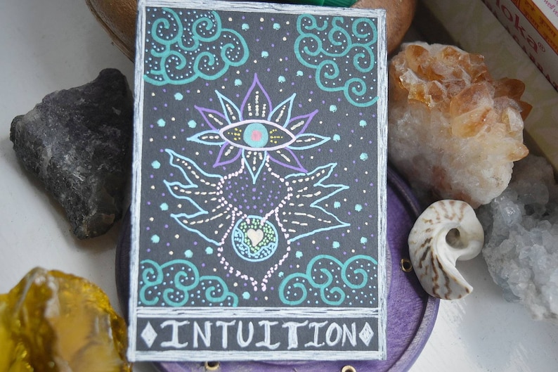 Intuition Oracle Card Hand Painted Original Artwork Tarot Etsy