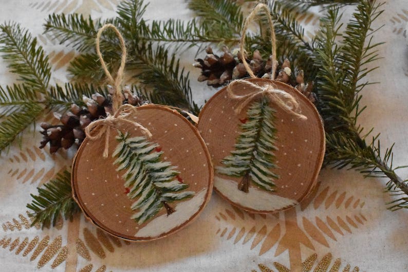 Wood Slice Christmas Ornament // Hand Painted Watercolor image 9