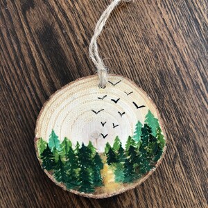 Wood Slice Christmas Ornament // Hand Painted Watercolor image 5